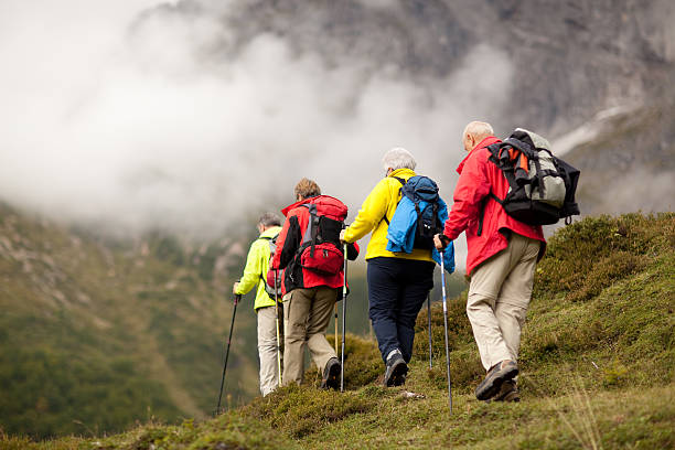 istock back view of four senior hikers 182454739
