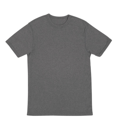 isolated flat grey t-shirt with clipping path and space for copy/logo