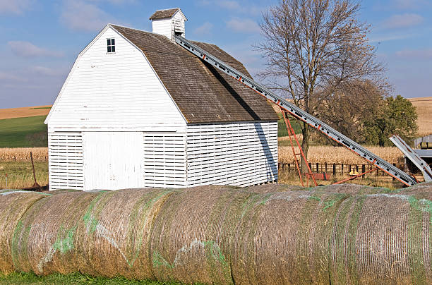 istock Barn and baled hay in Iowa 182455362
