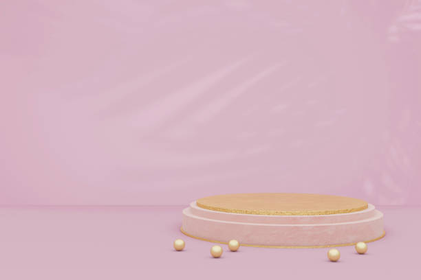 istock Gold podium product placement beads background template 3D rendering 1824555328