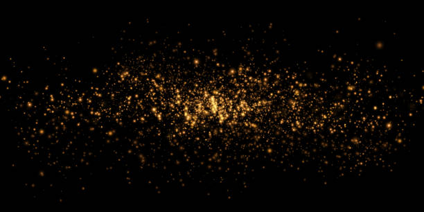 istock Dust sparks and golden stars shine with special light. Vector sparks on black background. Christmas light effect. Sparkling magic dust particles. 1824556534