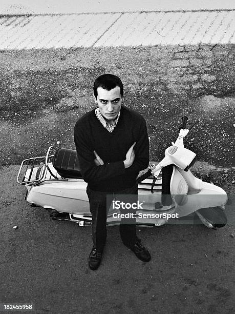 Young Man With Scooter Stock Photo - Download Image Now - Mod, 1960-1969, Fashion