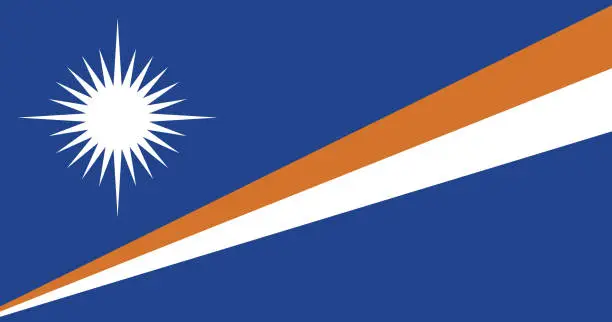 Vector illustration of Flag of the Marshall Islands. Flag icon. Standard color. Standard size. A rectangular flag. Computer illustration. Digital illustration. Vector illustration.