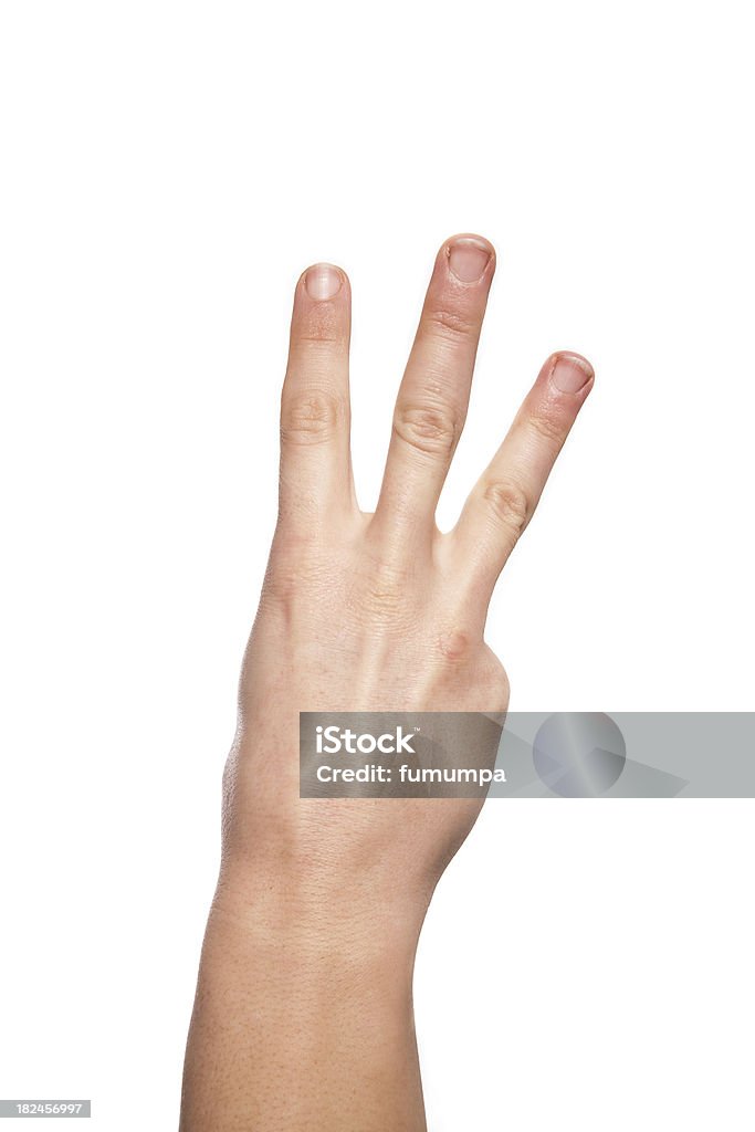 Weibliche hand, Gestikulieren Nummer drei - Lizenzfrei Begriffssymbol Stock-Foto