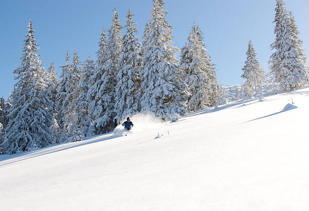 istock Skier  Carving in Fresh Powder Snow 182457399