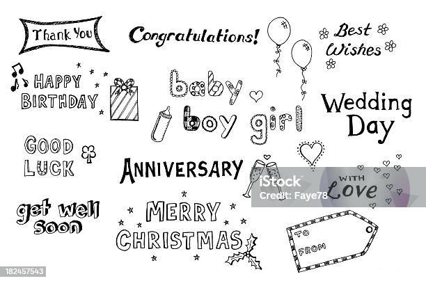 Lots Of Hand Drawn Greetings Stock Illustration - Download Image Now - Get Well Card, Baby - Human Age, Greeting