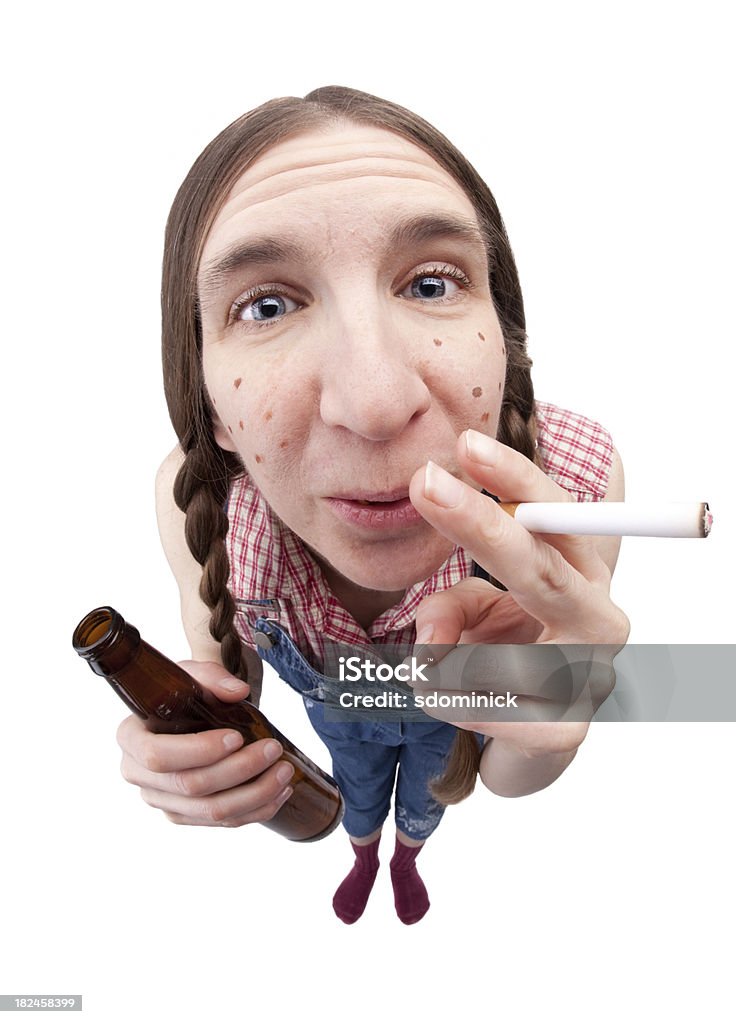 Redneck Frau mit Zigarette und Bier - Lizenzfrei 35-39 Jahre Stock-Foto