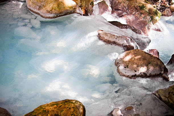 natural sulphur pool stock photo