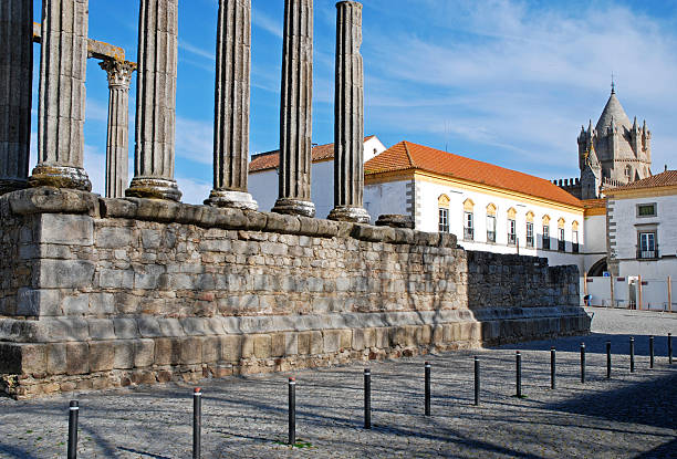 istock Roman temple and cathedral in Evora 182459116