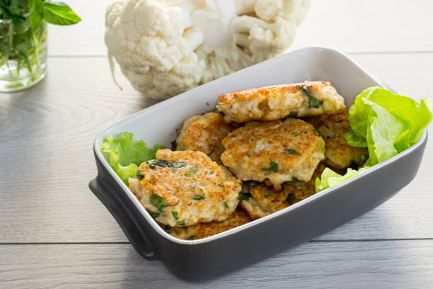 istock cooked vegetarian fried cauliflower cutlets in a ceramic form . 1824591429