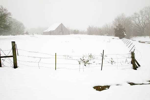 Beautiful rural barn after a snow storm