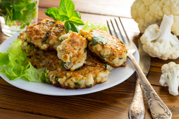istock cooked vegetarian fried cauliflower cutlets in a plate 1824593076