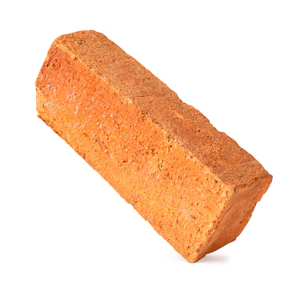 Red or orange brick is isolated on white background with clipping path.