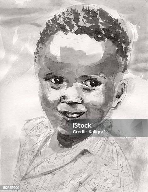 Американский Африканский Ребенка — стоковая векторная графика и другие изображения на тему Нарисованное изображение - Нарисованное изображение, Акварель, Акварельная живопись