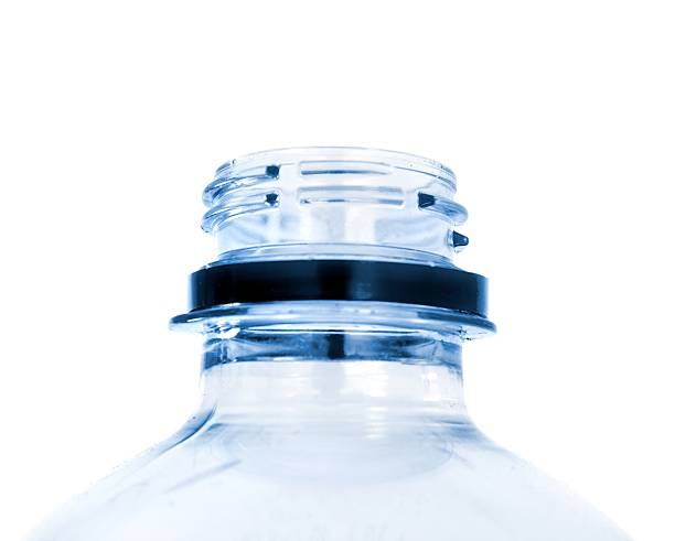 open blue plastic water bottle on white - water bottle cap bildbanksfoton och bilder