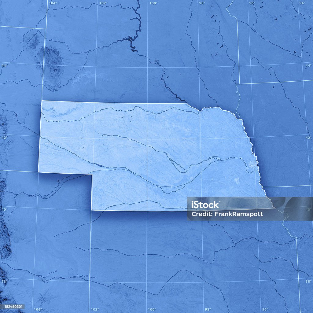 Nebraska Topographic Mapa - Foto de stock de Mapa libre de derechos