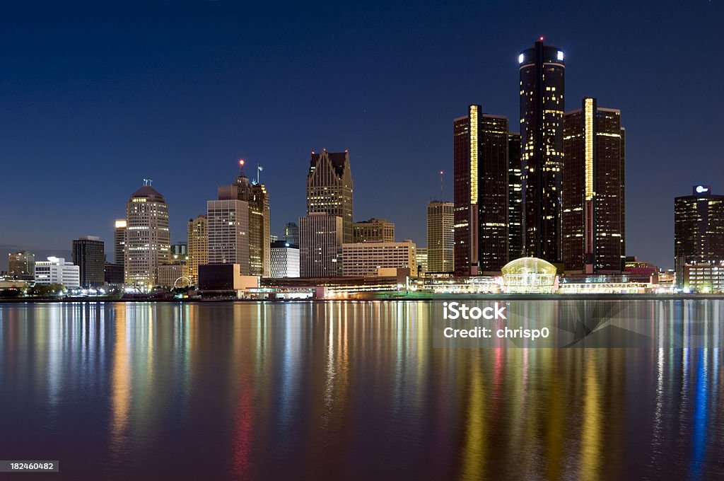 Detroit Skyline al tramonto - Foto stock royalty-free di Detroit - Michigan