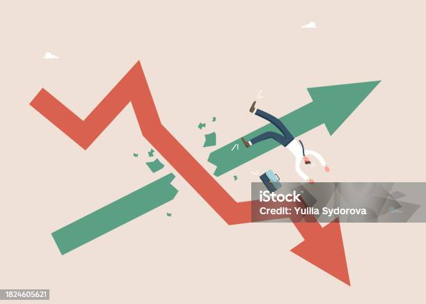 Status Items Rising Falling Falling Arrow Destroys Rising Arrow Stock Illustration - Download Image ...