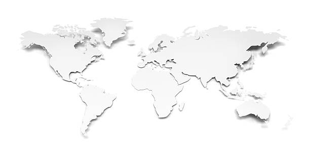 3d World Map On A White Paper With Clipping Path Stock Photo - Download  Image Now - World Map, White Color, Flat - Physical Description - iStock