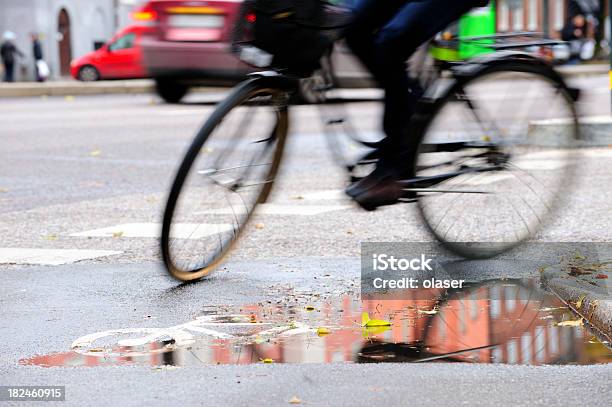 Motion Blurred Bicycle In Bike Lane Stock Photo - Download Image Now - Abstract, Activity, Adult