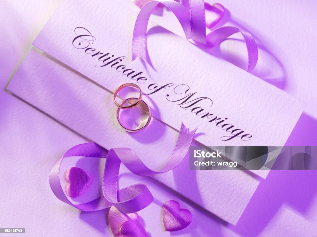 Certificado de matrimonio - Foto de stock de Alianza - Anillo libre de derechos