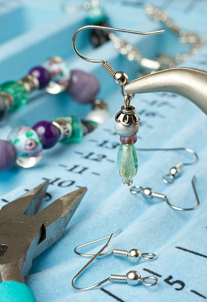 istock Jewelry Making (Earring) Close-up With Beads, Wire & Tools Vertical 182462038