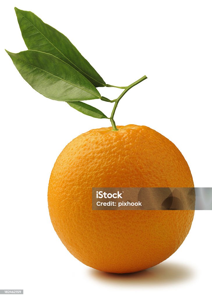 Orange with Leaves "Naval Orange with Leaves, isolated on a white background." Orange - Fruit Stock Photo