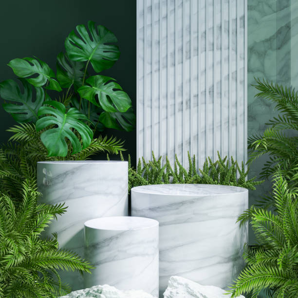 istock marble podium  with naturel background for product display .3d rendering 1824622234