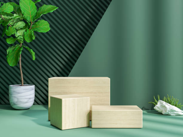 istock Wood podium  with naturel background for product display .3d rendering 1824622285