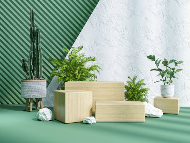 istock Wood podium  with naturel background for product display .3d rendering 1824622292