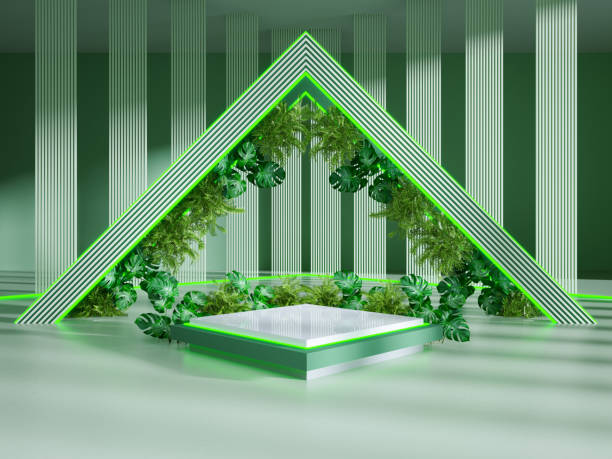 istock green podium  with naturel background for product presentation .3d rendering 1824622839