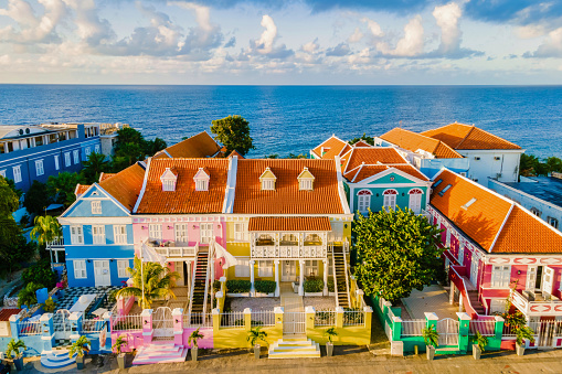 Willemstad Pietermaai Curacao, colorful buildings around Willemstad Punda and Otrobanda, multicolored homes Curacao Caribean Island