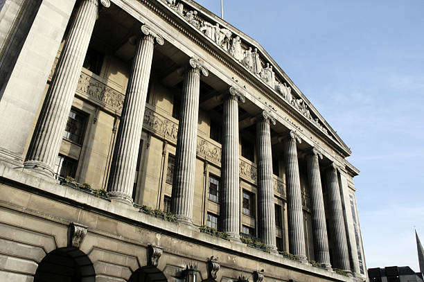 istock Concrete Pillars lining entrance to an old building 182462415