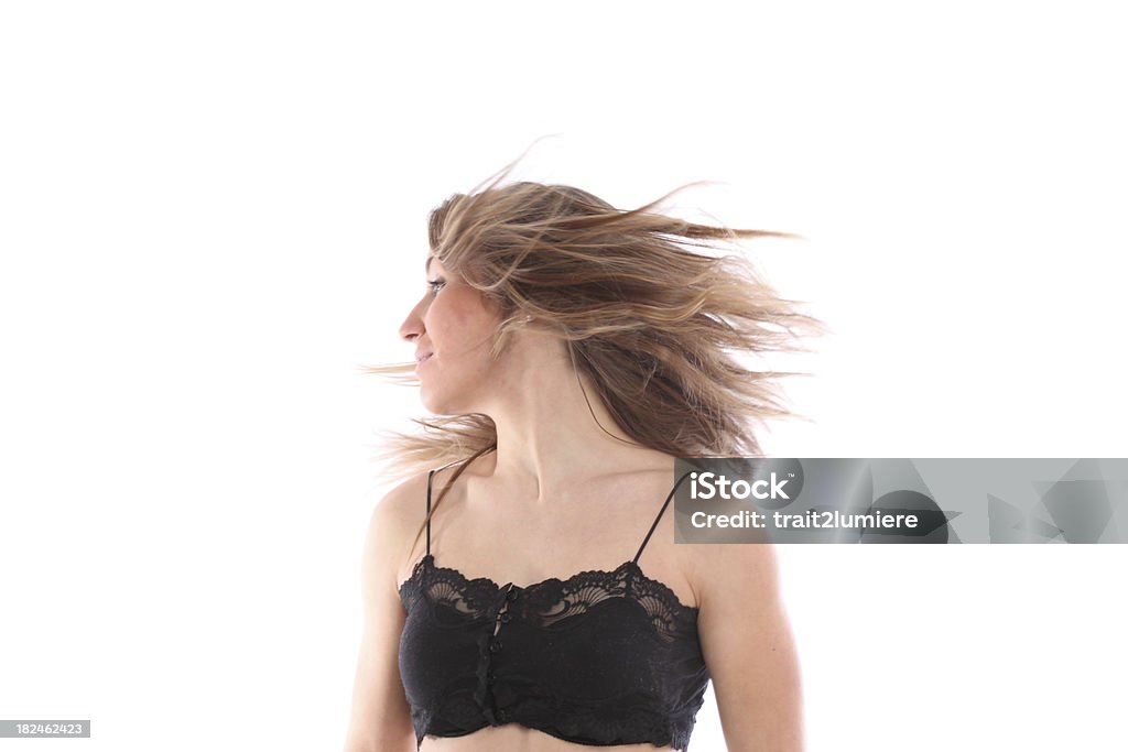 Dynamic woman with wind in her hair Activity Stock Photo