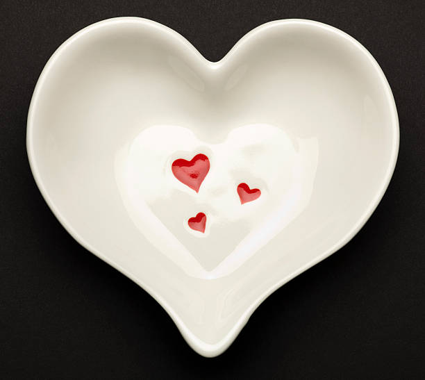 istock Retro Style Heart Shaped Ceramic Bowl With Three Red Hearts 182462579