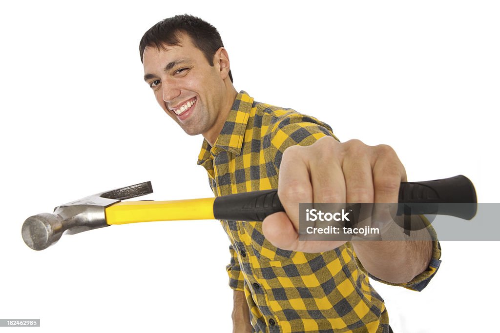 Carpenter com martelo - Foto de stock de Martelo - Ferramenta de Mão royalty-free