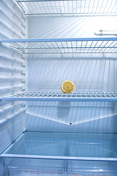 empty fridge stock photo