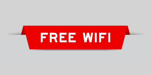 istock Red color inserted label with word free wifi on gray background 1824632126
