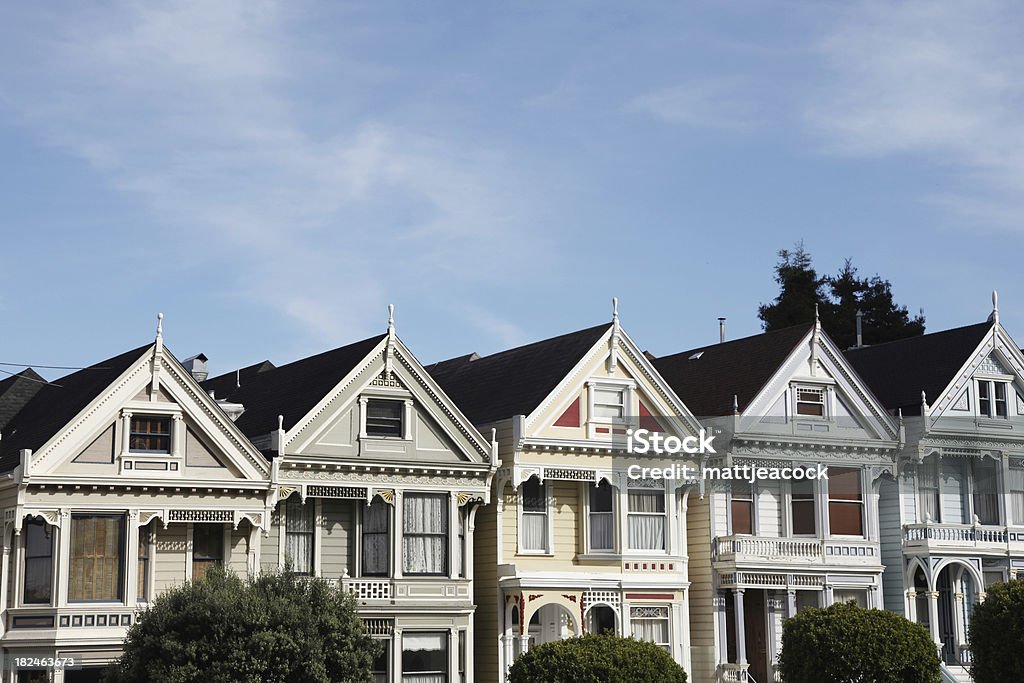 The painted ladies on Alamo Square San Francisco Architecture Stock Photo