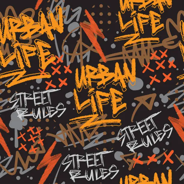 Vector illustration of Urban graffiti street style seamless pattern background