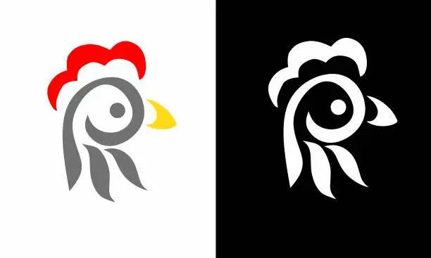 Vector illustration of chicken head symbol logo template