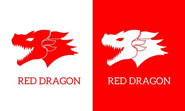 Vector illustration of design symbol logo red dragon head