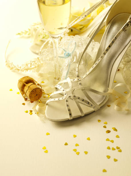 istock Bridal Wedding Day Shoe and Garter 182464966