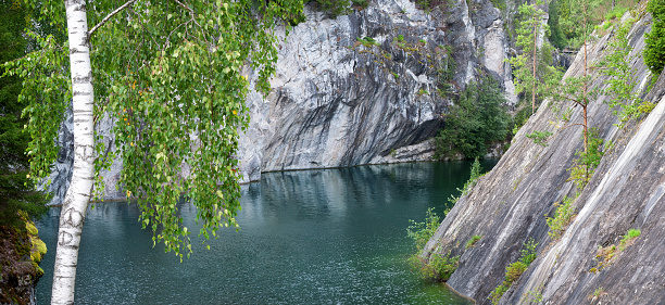 Beautiful landscape of the Quarry on a summer day in Ruskeala. Panorama