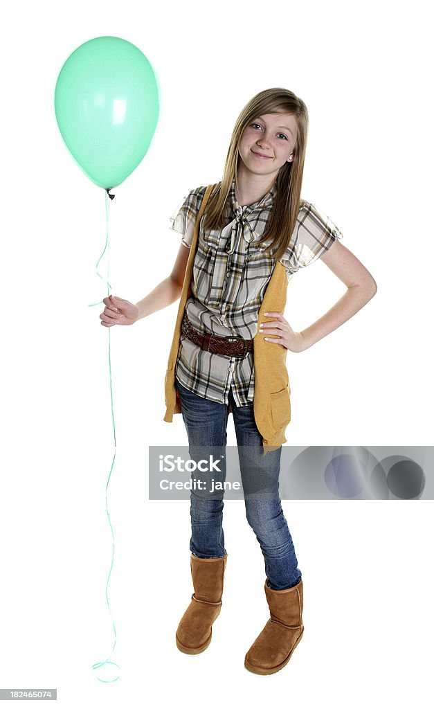 Chica con globos aerostáticos - Foto de stock de 14-15 años libre de derechos