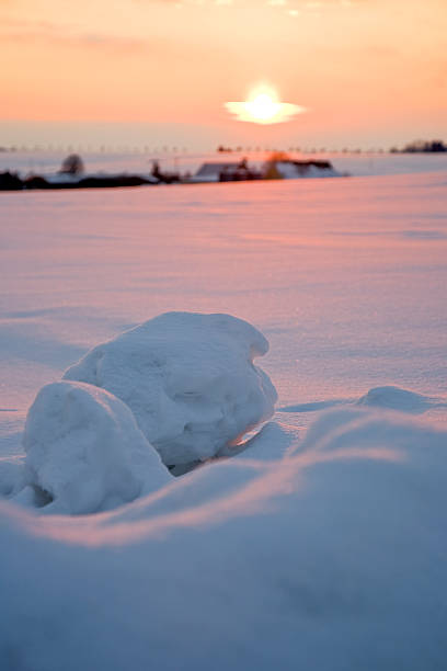 istock Sunset in snowy landscape 182465158
