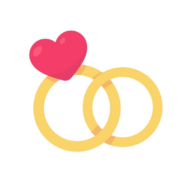 illustrations, cliparts, dessins animés et icônes de bague de mariage avec coeur rose sur le dessus bagues de couple représentant l’amour des couples mariés - eternity love stone heart shape