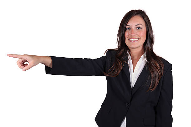 istock Pretty businesswoman pointing 182465591