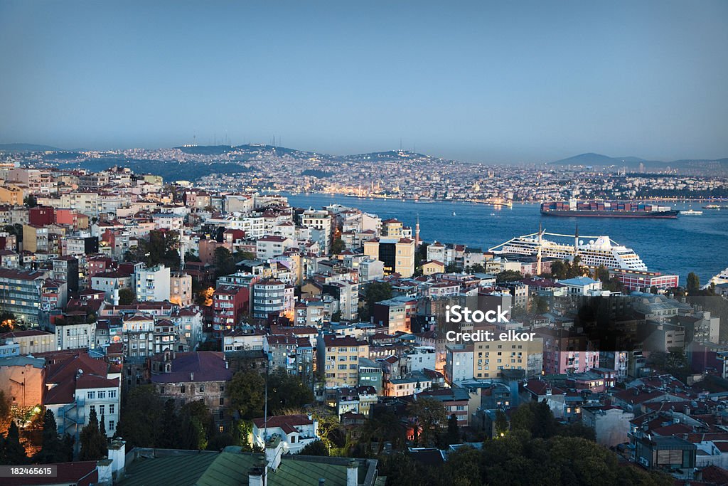area residenziale di Istanbul al tramonto - Foto stock royalty-free di Albero
