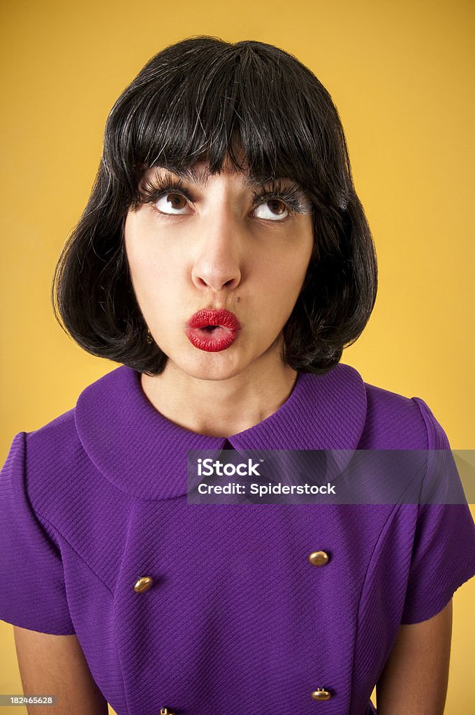 Insatisfeito Nerd mulher no vestido Retro - Royalty-free 1970-1979 Foto de stock